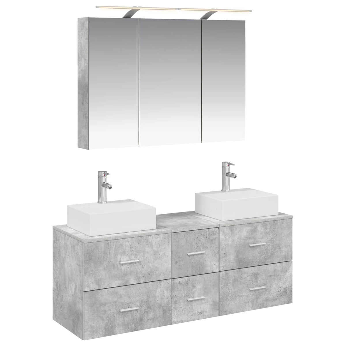 Bathroom Furniture Set 4 pcs 100 x 14.5 x 70 cm Concrete grey