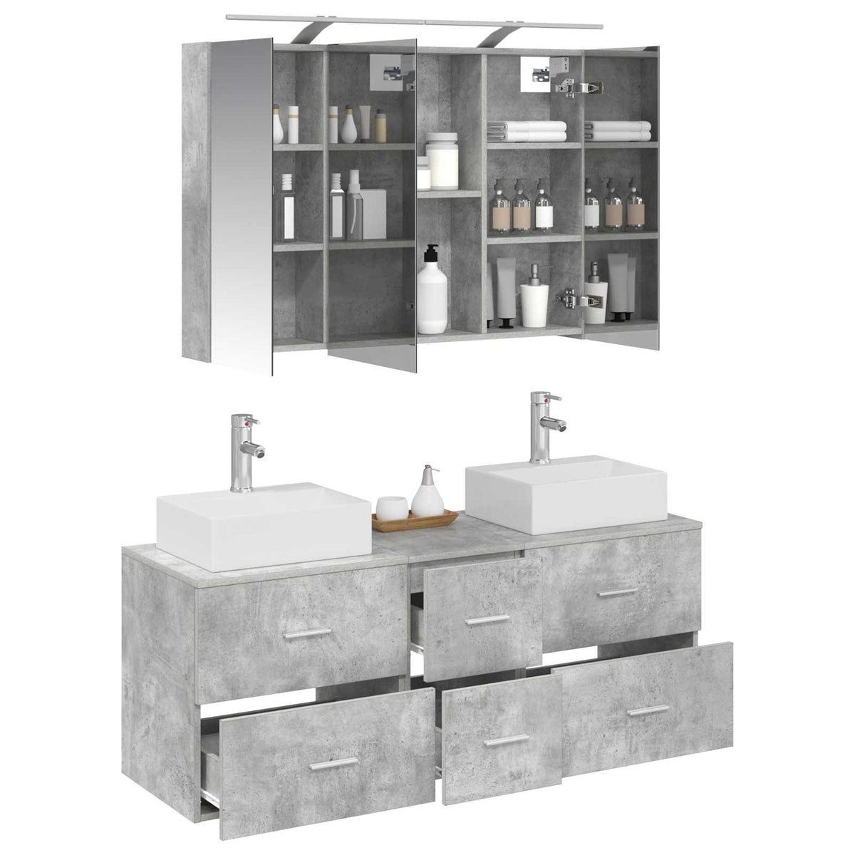 Bathroom Furniture Set 4 pcs 100 x 14.5 x 70 cm Concrete grey