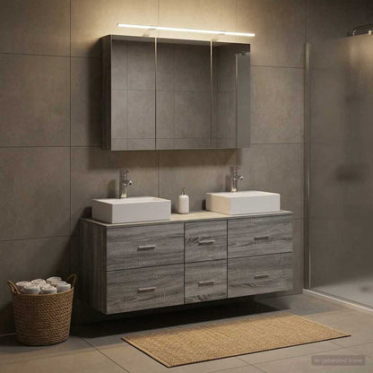 Bathroom Furniture Set 4 pcs 100 x 14.5 x 70 cm Grey sonoma