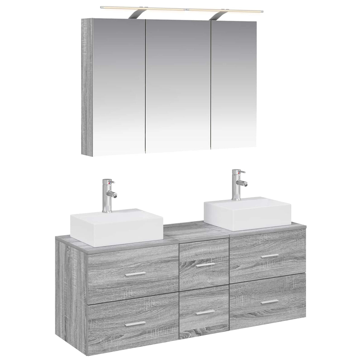 Bathroom Furniture Set 4 pcs 100 x 14.5 x 70 cm Grey sonoma