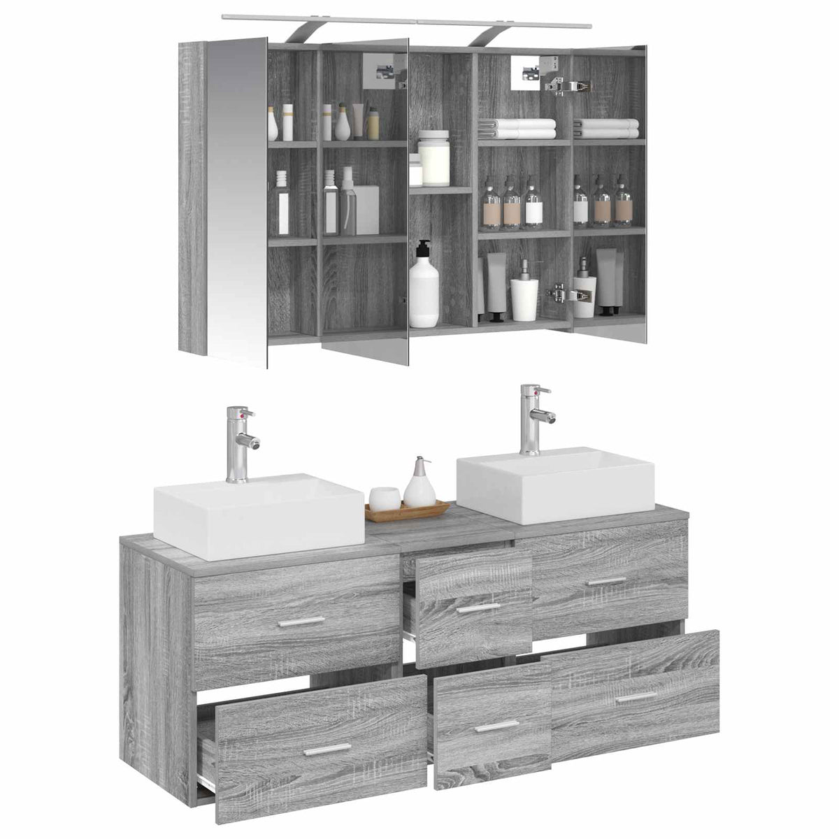 Bathroom Furniture Set 4 pcs 100 x 14.5 x 70 cm Grey sonoma
