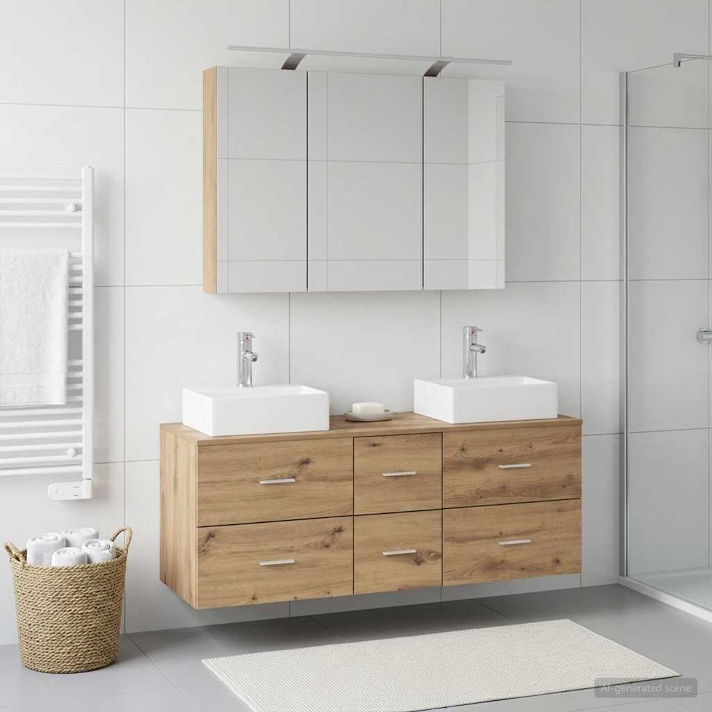 Bathroom Furniture Set 4 pcs 100 x 14.5 x 70 cm Artisan oak