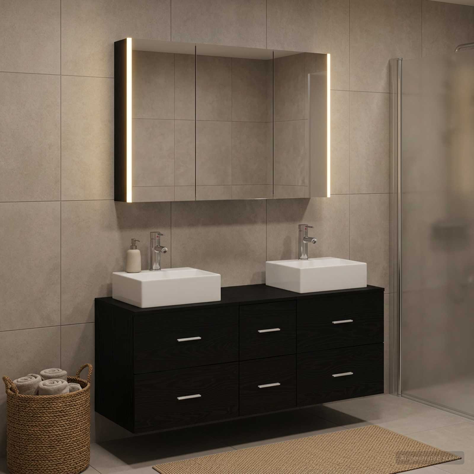 vidaXL Bathroom Furniture Set 4 pcs Black Oak 1