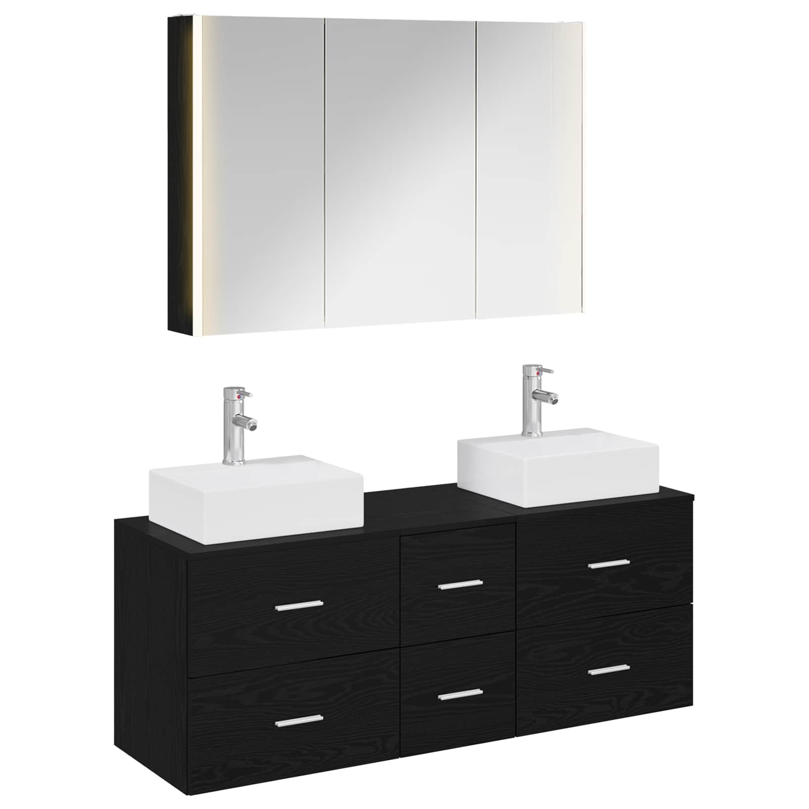 vidaXL Bathroom Furniture Set 4 pcs Black Oak 2