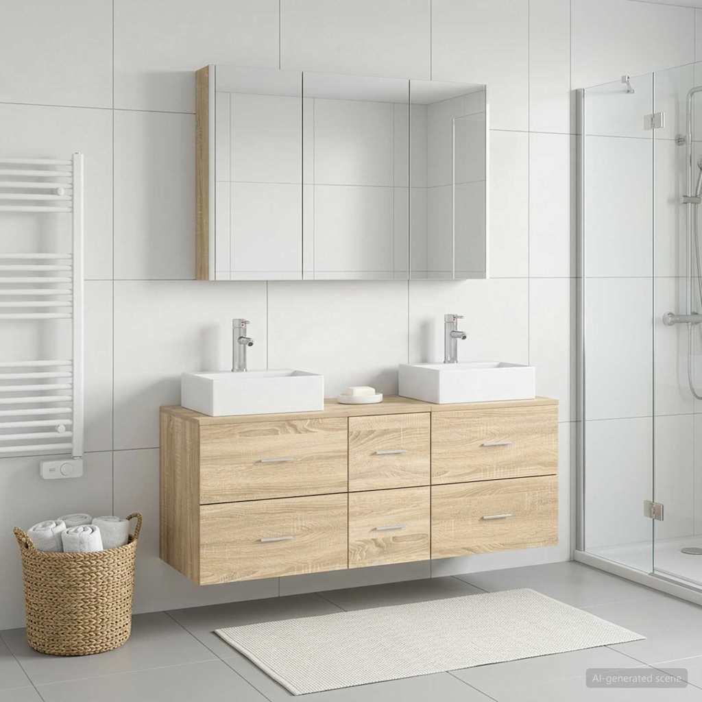 vidaXL Bathroom Furniture Set 4 pcs Sonoma Oak 4