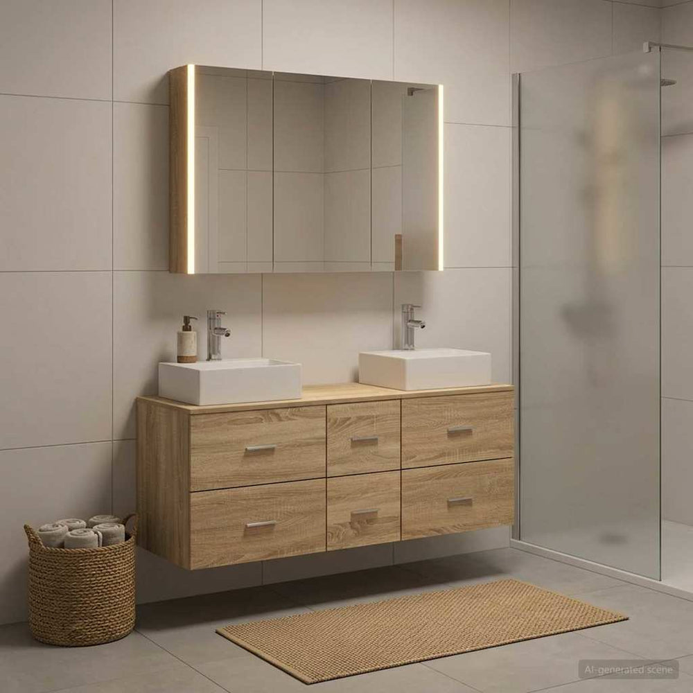 vidaXL Bathroom Furniture Set 4 pcs Sonoma Oak