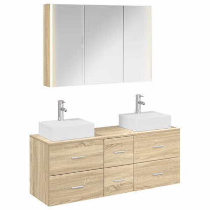 vidaXL Bathroom Furniture Set 4 pcs Sonoma Oak 2