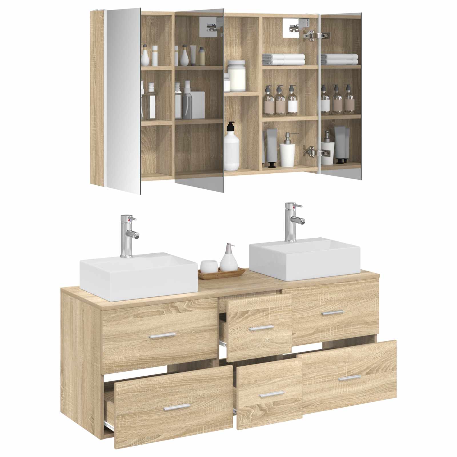 vidaXL Bathroom Furniture Set 4 pcs Sonoma Oak 3