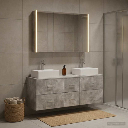 Bathroom Furniture Set 4 pcs 103.5 x 15.5 x 70 cm Concrete grey