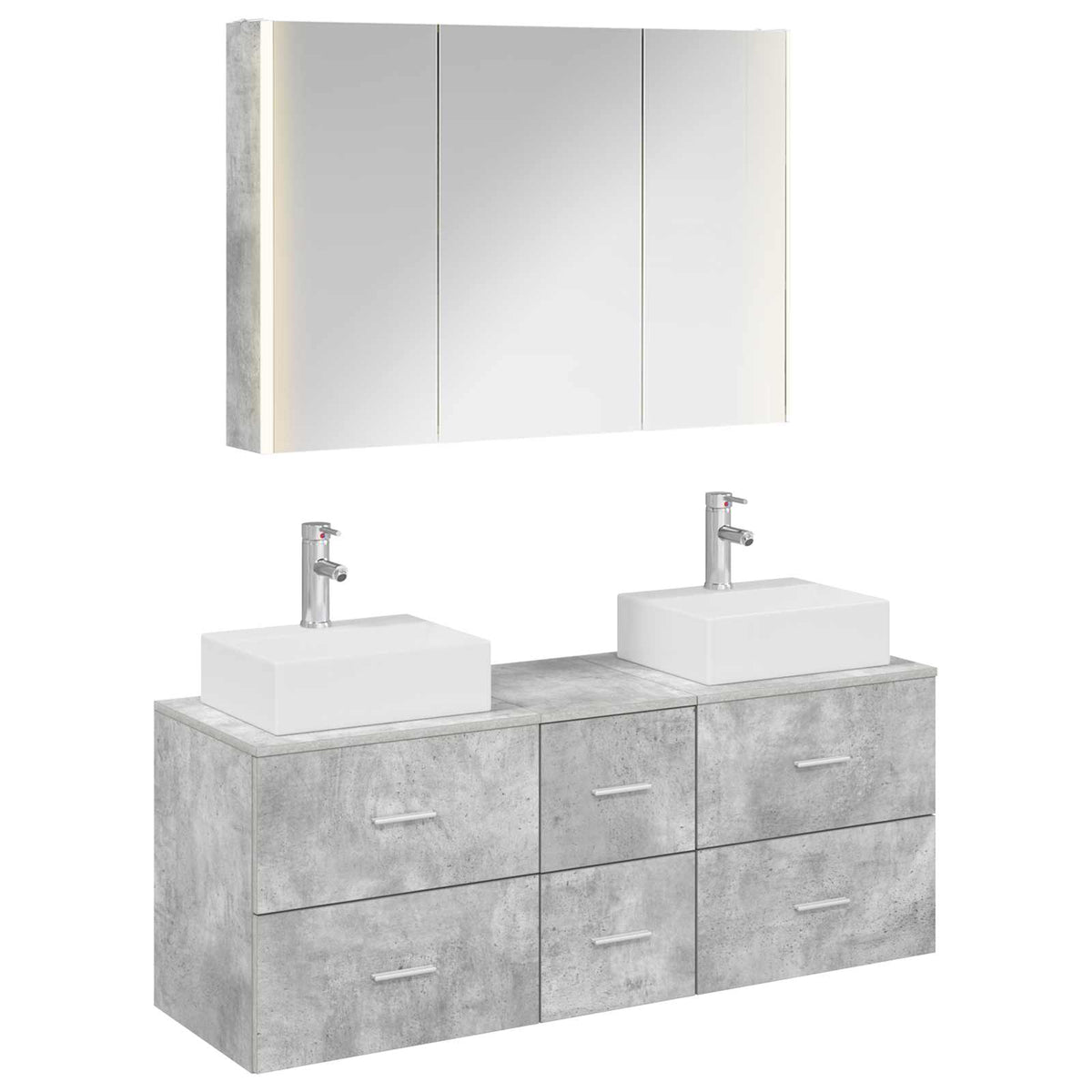 Bathroom Furniture Set 4 pcs 103.5 x 15.5 x 70 cm Concrete grey