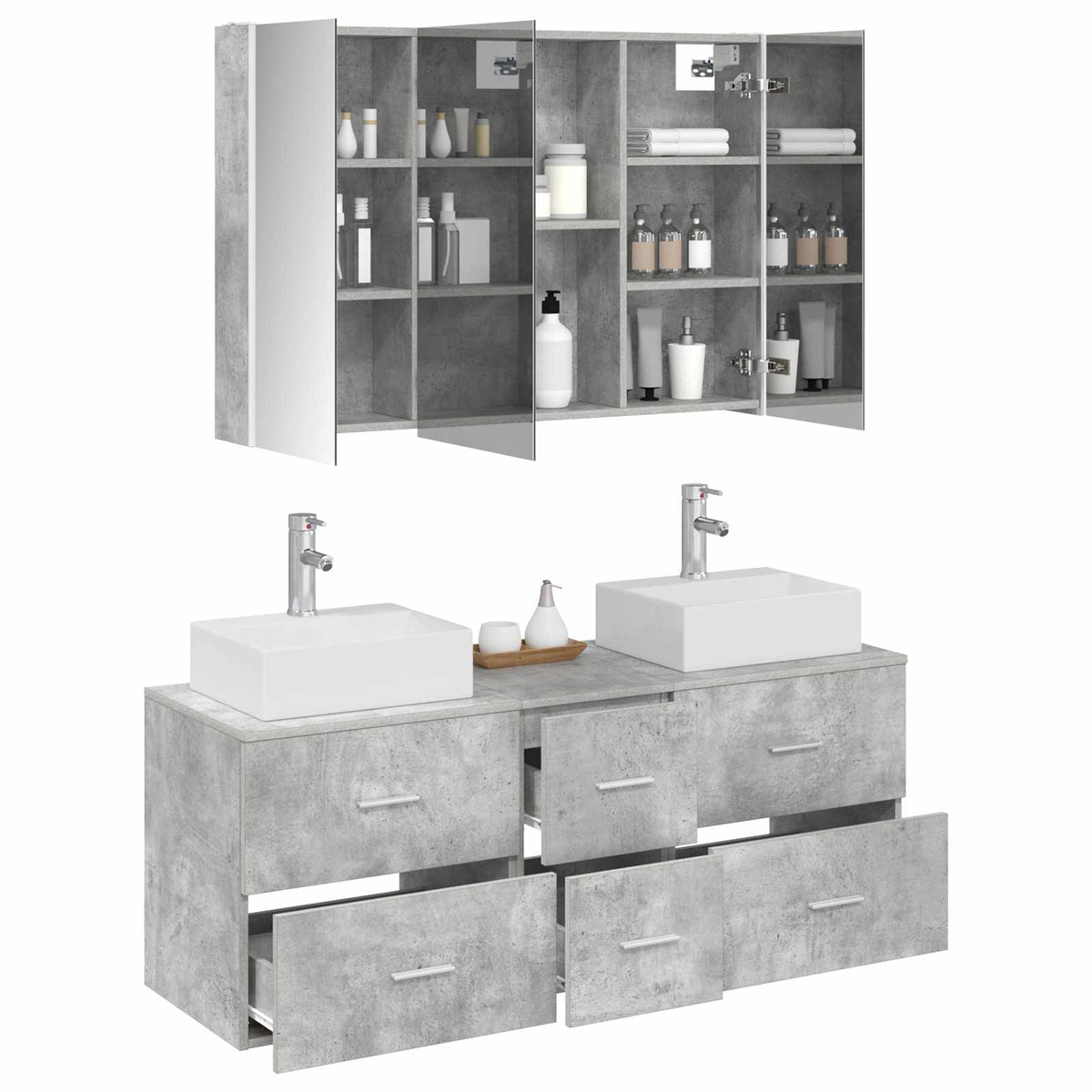 Bathroom Furniture Set 4 pcs 103.5 x 15.5 x 70 cm Concrete grey