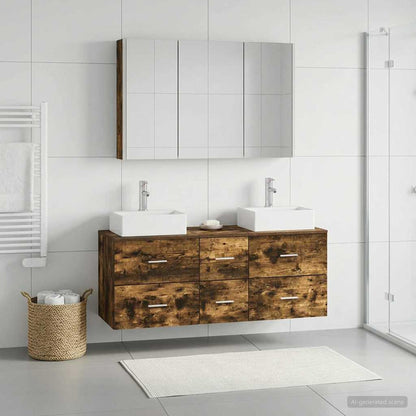 vidaXL Bathroom Furniture Set 4 pcs Smoked Oak 4