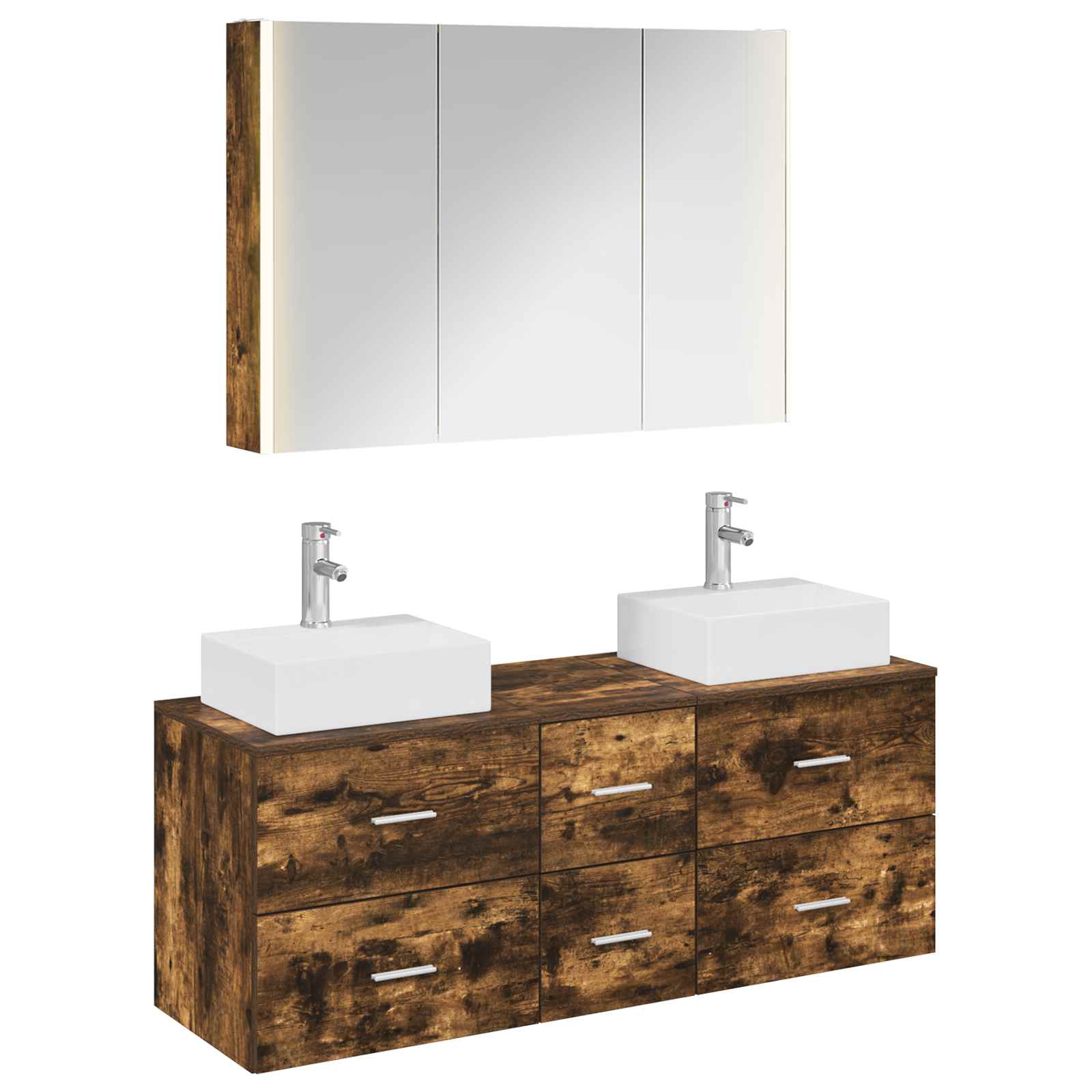 vidaXL Bathroom Furniture Set 4 pcs Smoked Oak 2