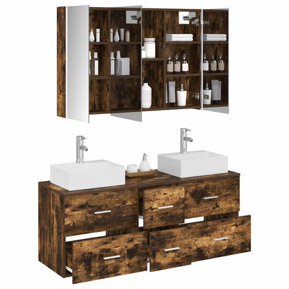 vidaXL Bathroom Furniture Set 4 pcs Smoked Oak 3