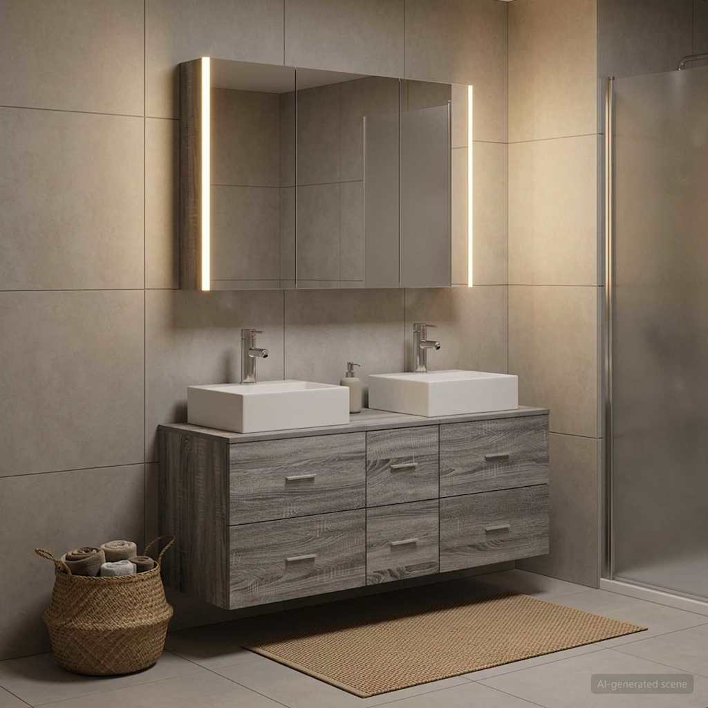 Bathroom Furniture Set 4 pcs 103.5 x 15.5 x 70 cm Grey sonoma