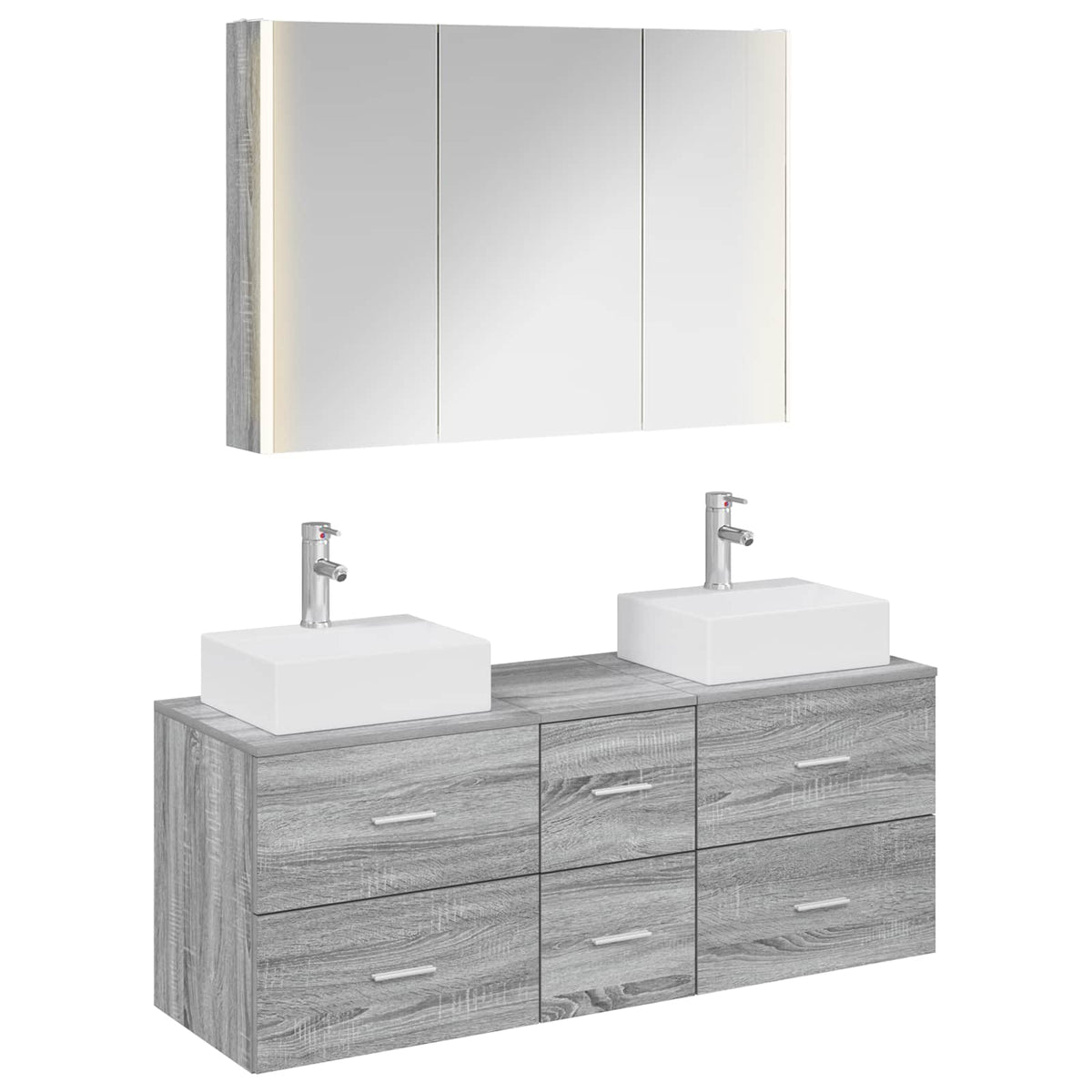 vidaXL Bathroom Furniture Set 4 pcs Grey Sonoma 2