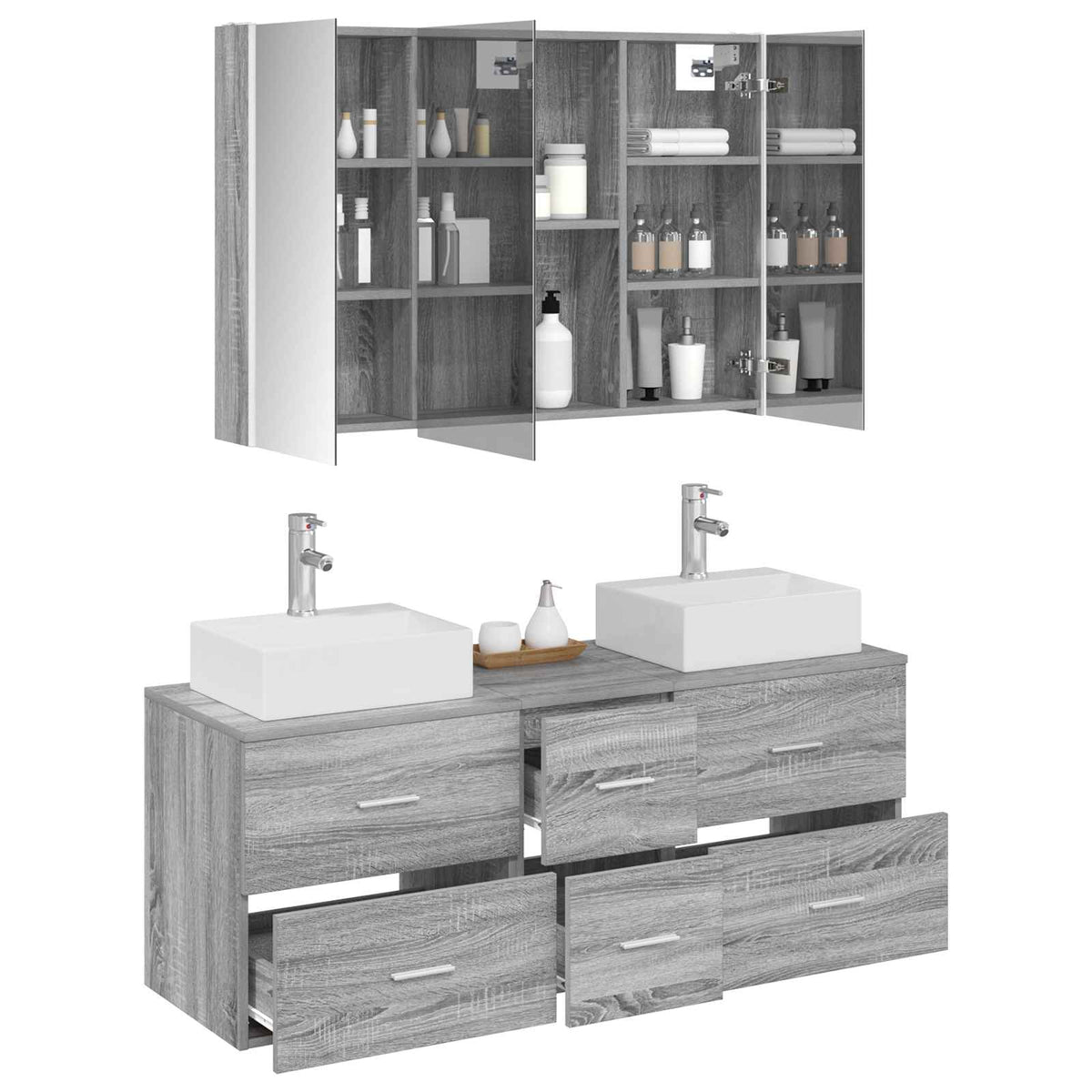 Bathroom Furniture Set 4 pcs 103.5 x 15.5 x 70 cm Grey sonoma