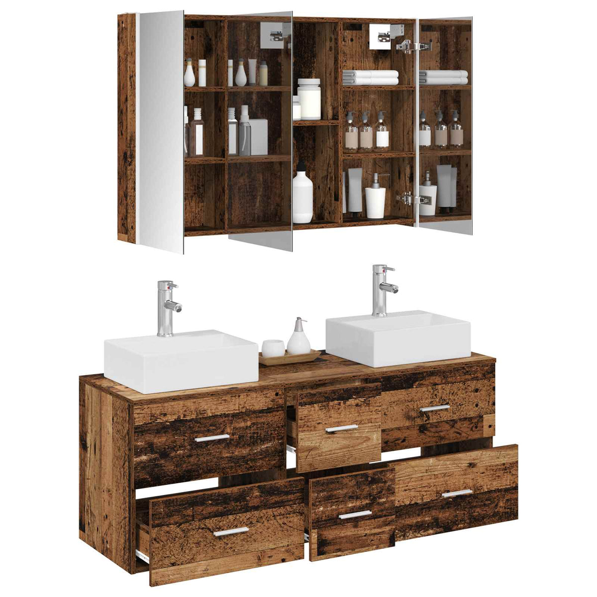 Bathroom Furniture Set 4 pcs 103.5 x 15.5 x 70 cm Old wood