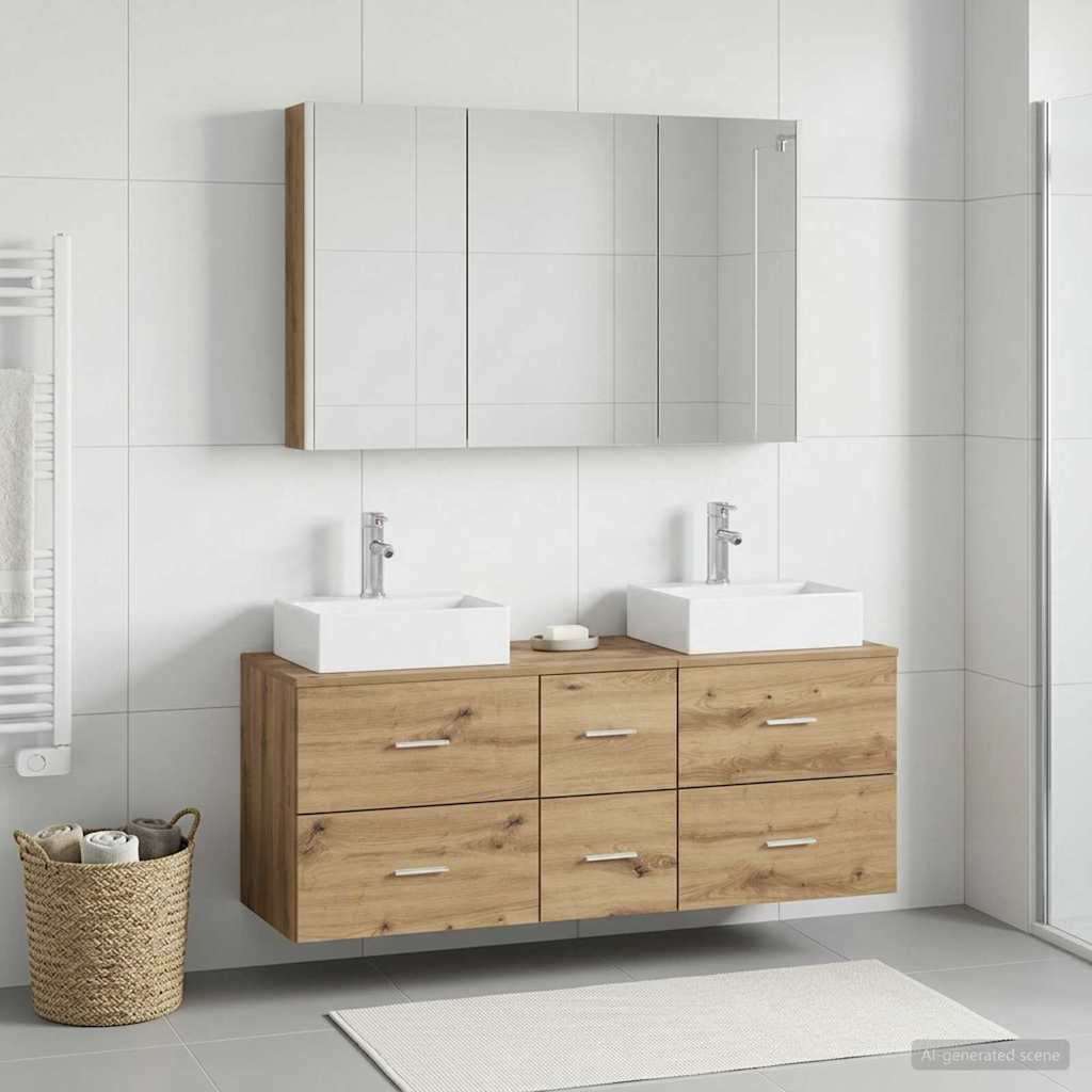 vidaXL Bathroom Furniture Set 4 pcs Artisan Oak 4