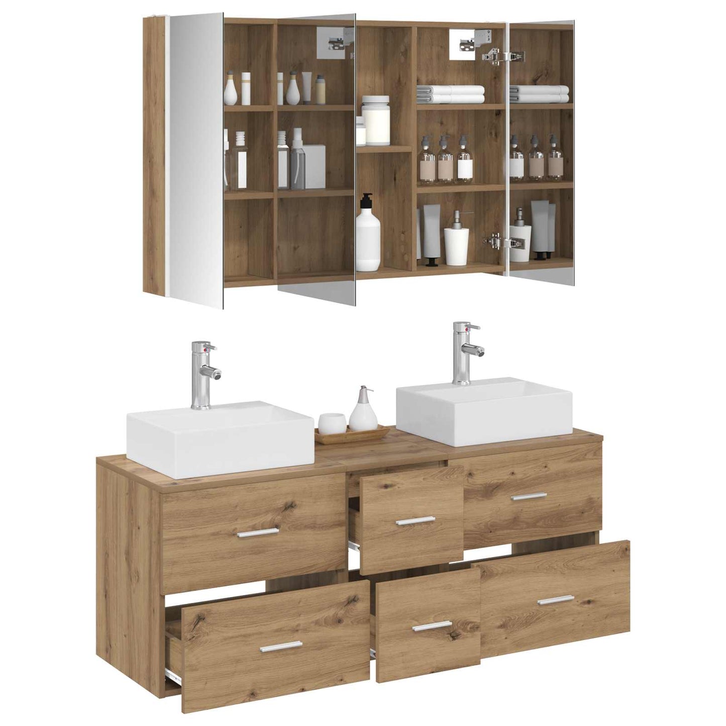 vidaXL Bathroom Furniture Set 4 pcs Artisan Oak 3