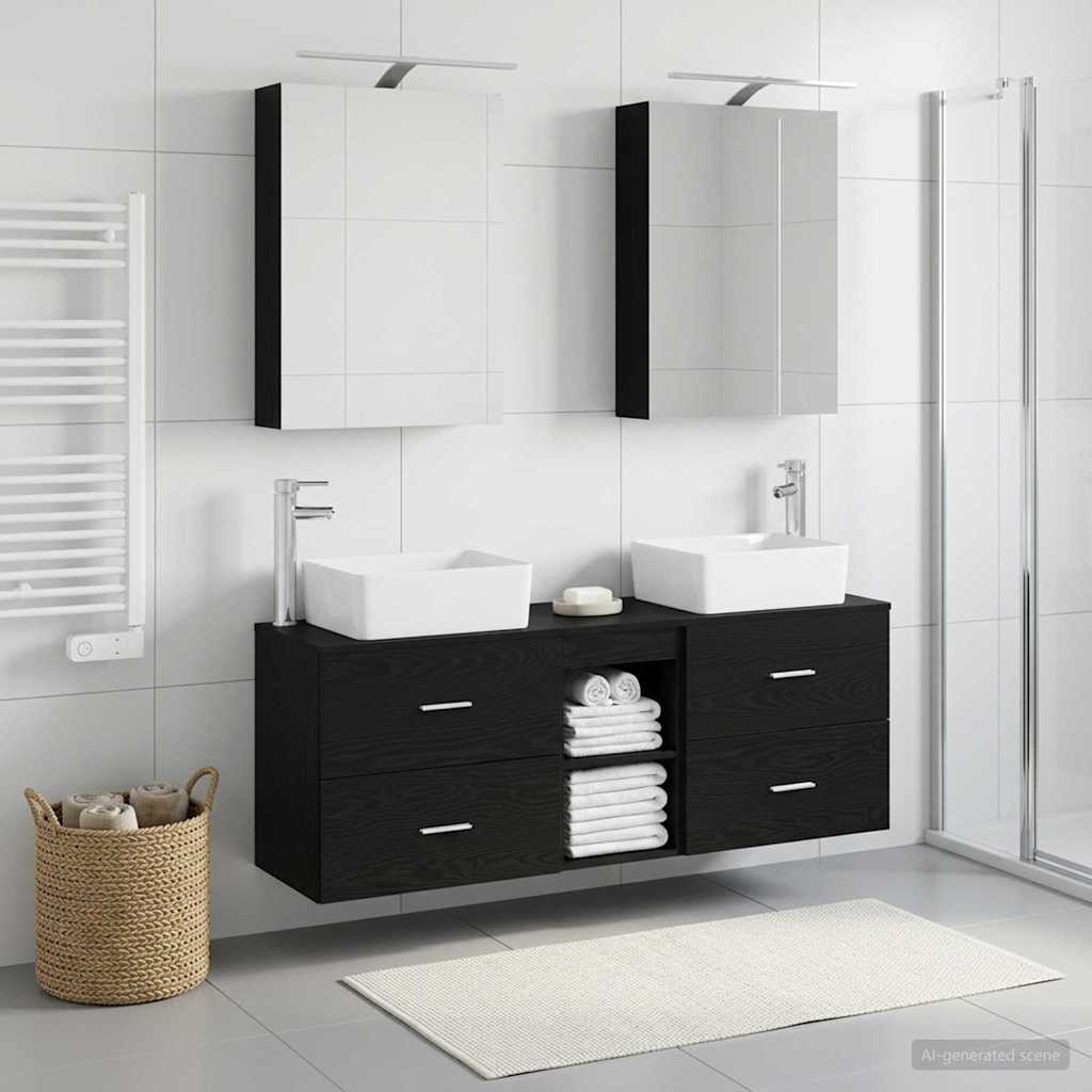 vidaXL Bathroom Furniture Set 5 pcs Black Oak 4