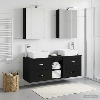 vidaXL Bathroom Furniture Set 5 pcs Black Oak 4
