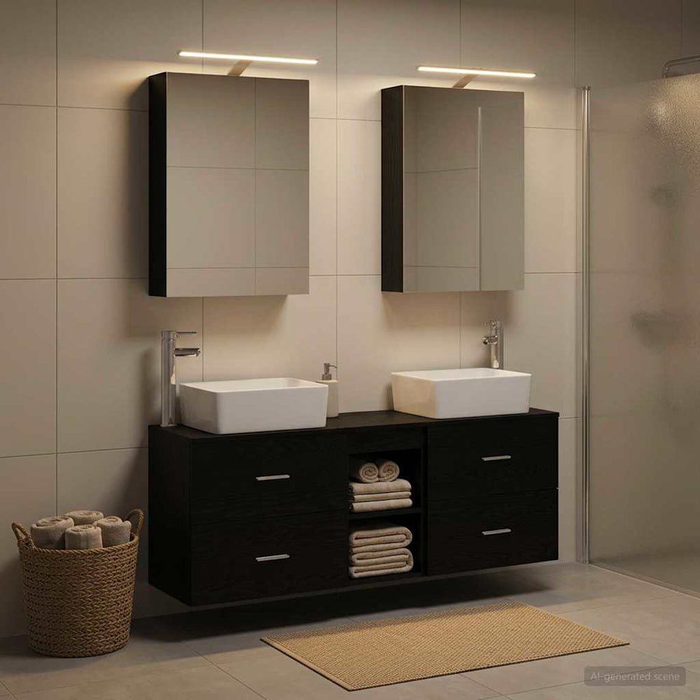 vidaXL Bathroom Furniture Set 5 pcs Black Oak