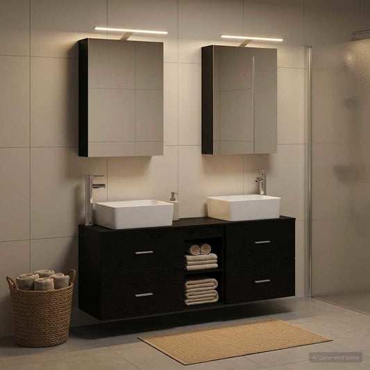vidaXL Bathroom Furniture Set 5 pcs Black Oak 1