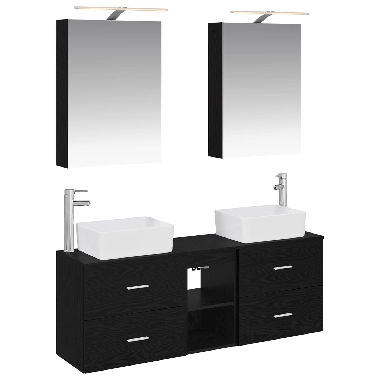 vidaXL Bathroom Furniture Set 5 pcs Black Oak 2