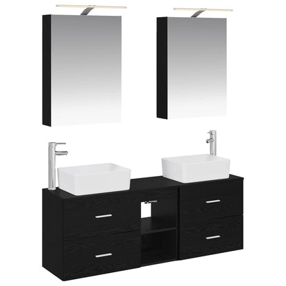 vidaXL Bathroom Furniture Set 5 pcs Black Oak 2