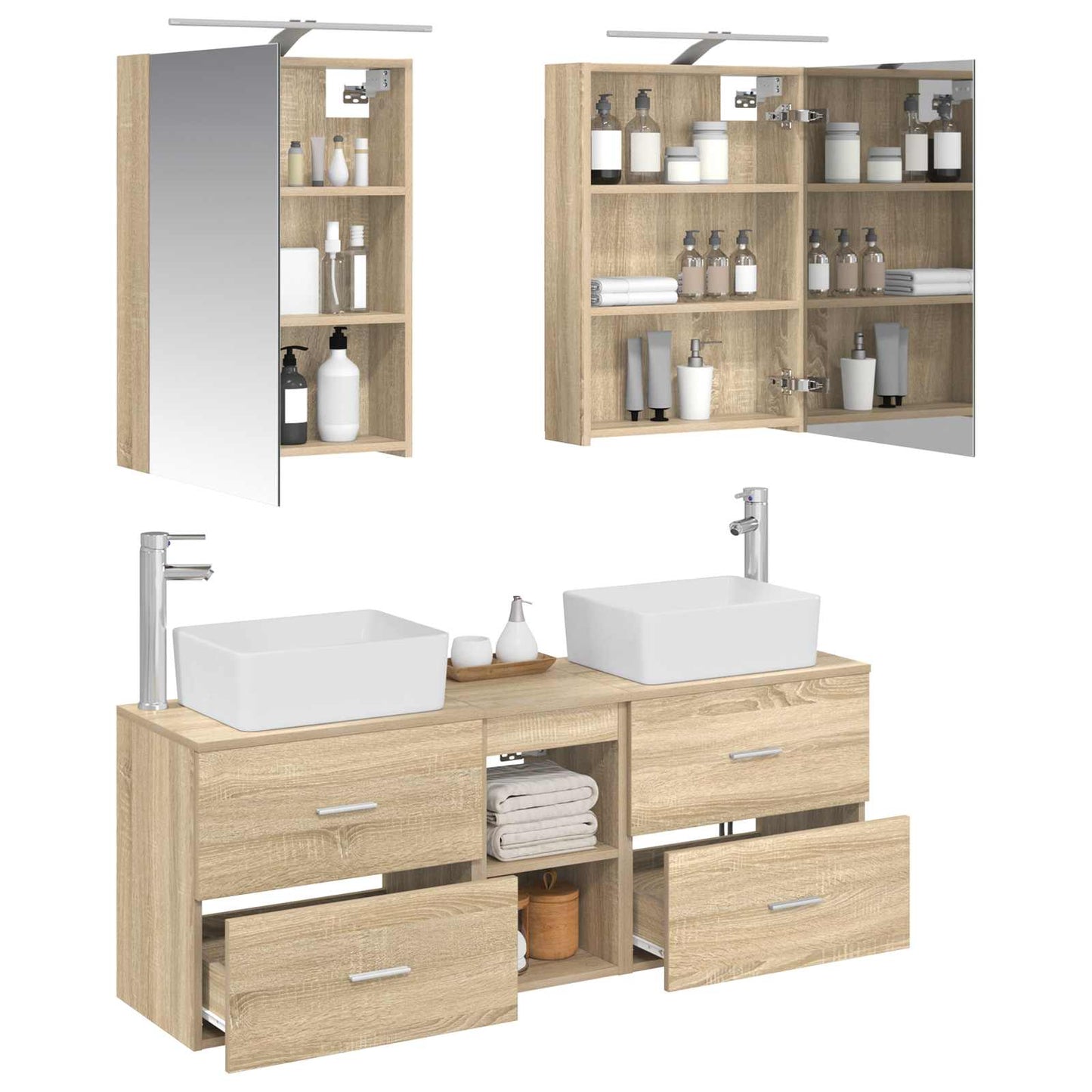 vidaXL Bathroom Furniture Set 5 pcs Sonoma Oak 3