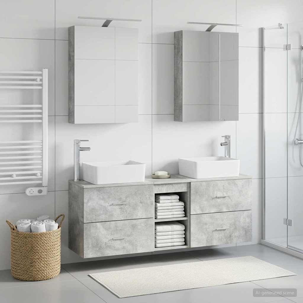 vidaXL Bathroom Furniture Set 5 pcs Concrete Grey 4