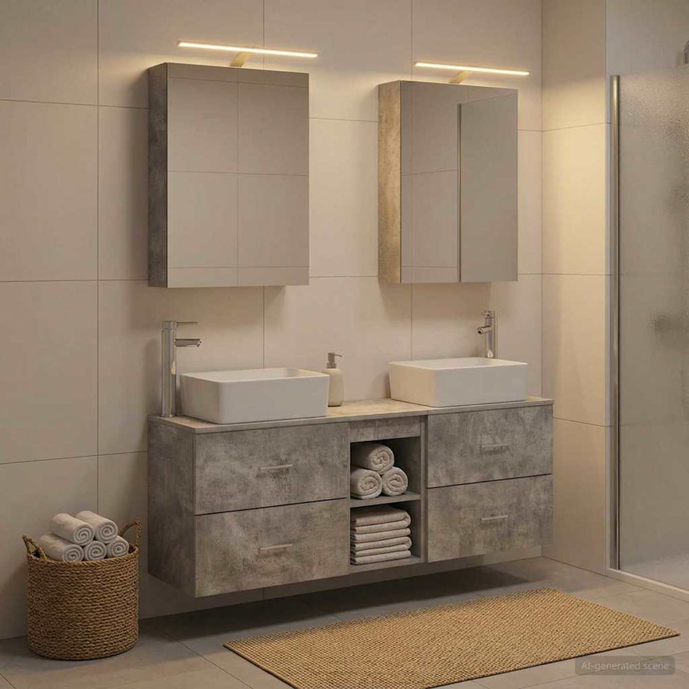 vidaXL Bathroom Furniture Set 5 pcs Concrete Grey