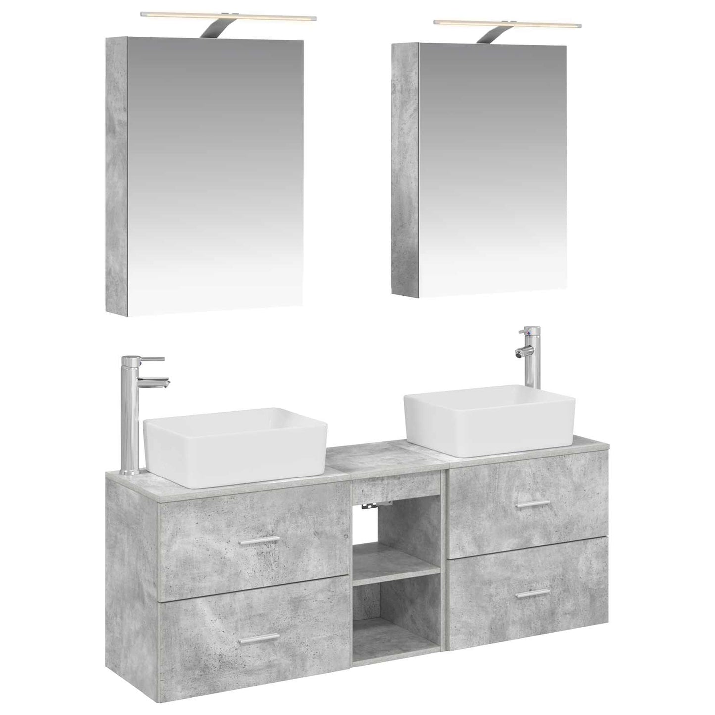 vidaXL Bathroom Furniture Set 5 pcs Concrete Grey 2