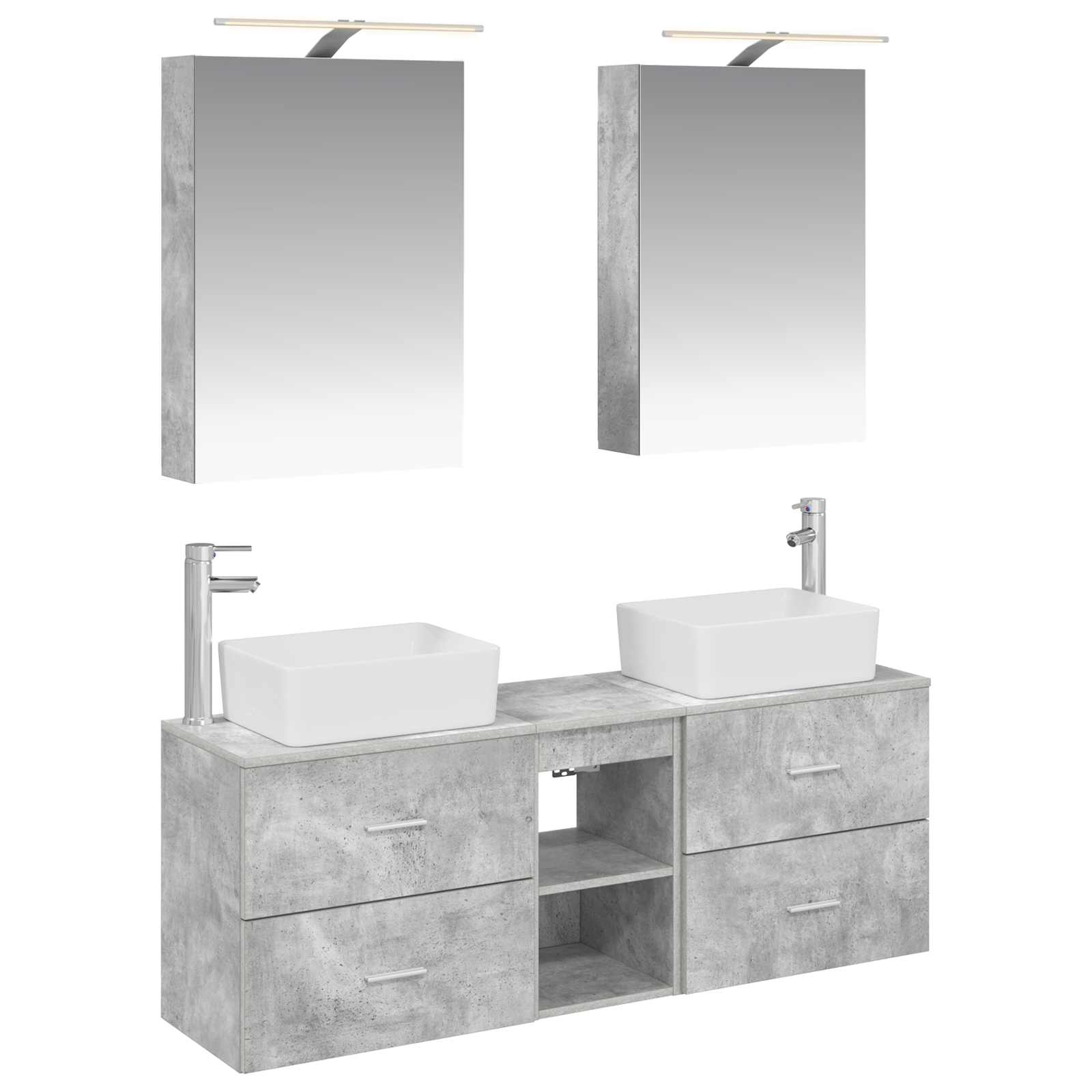 vidaXL Bathroom Furniture Set 5 pcs Concrete Grey 2