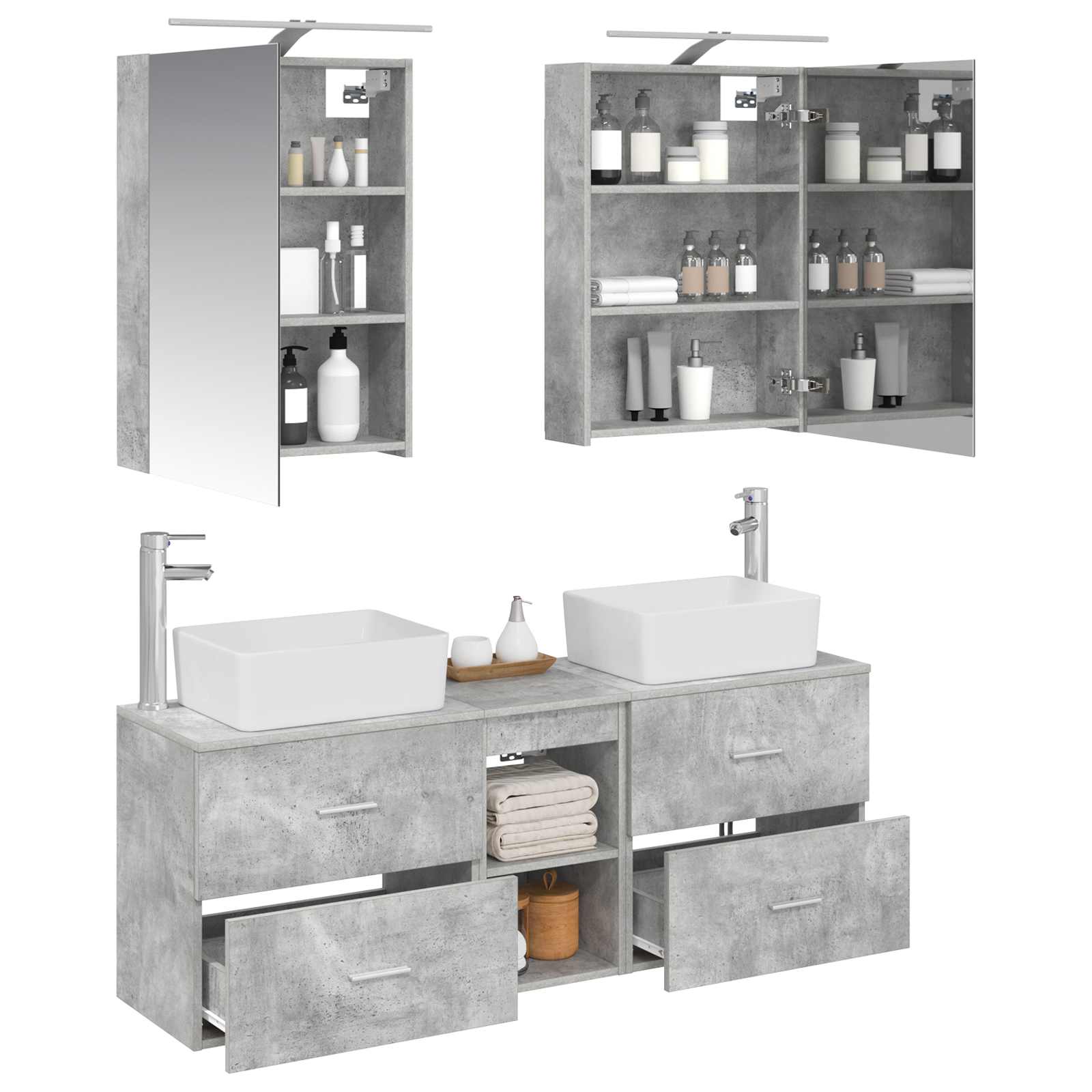 vidaXL Bathroom Furniture Set 5 pcs Concrete Grey 3