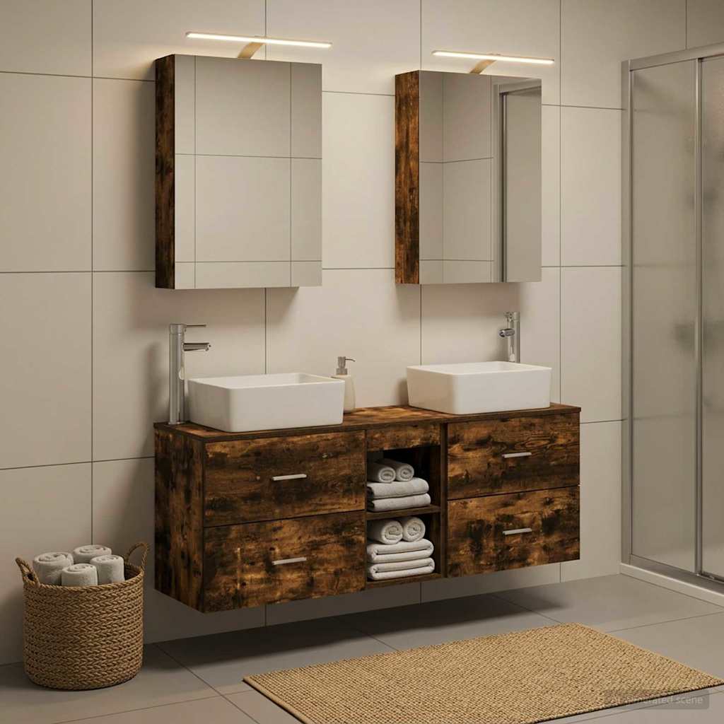 vidaXL Bathroom Furniture Set 5 pcs Smoked Oak 1