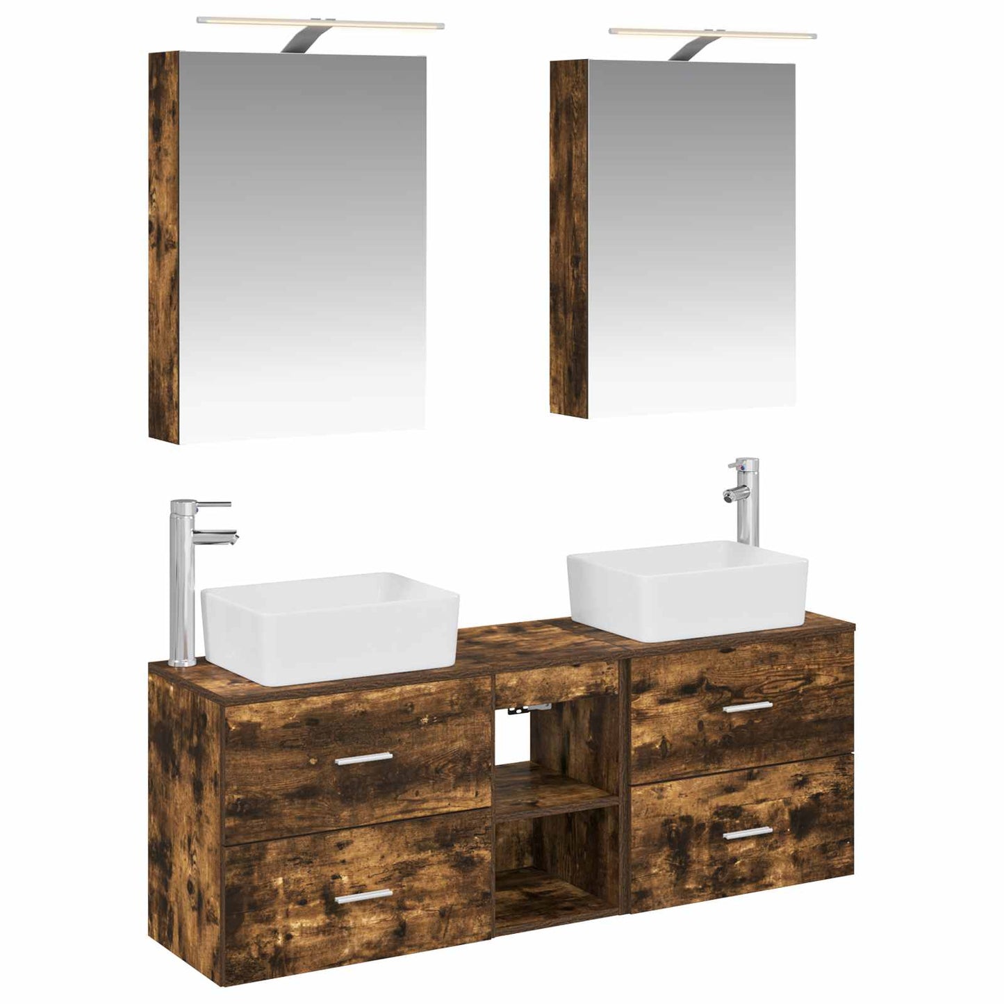 vidaXL Bathroom Furniture Set 5 pcs Smoked Oak 2