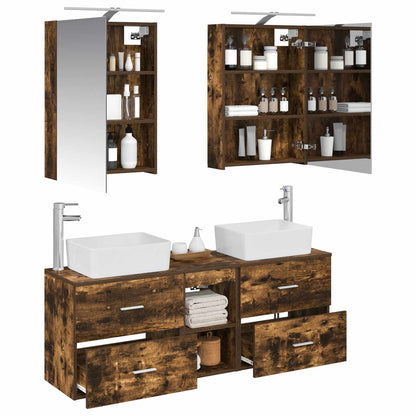 vidaXL Bathroom Furniture Set 5 pcs Smoked Oak 3
