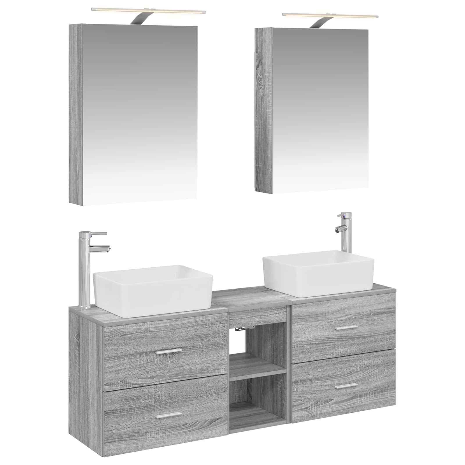 vidaXL Bathroom Furniture Set 5 pcs Grey Sonoma 2