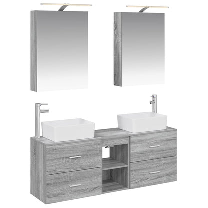vidaXL Bathroom Furniture Set 5 pcs Grey Sonoma 2