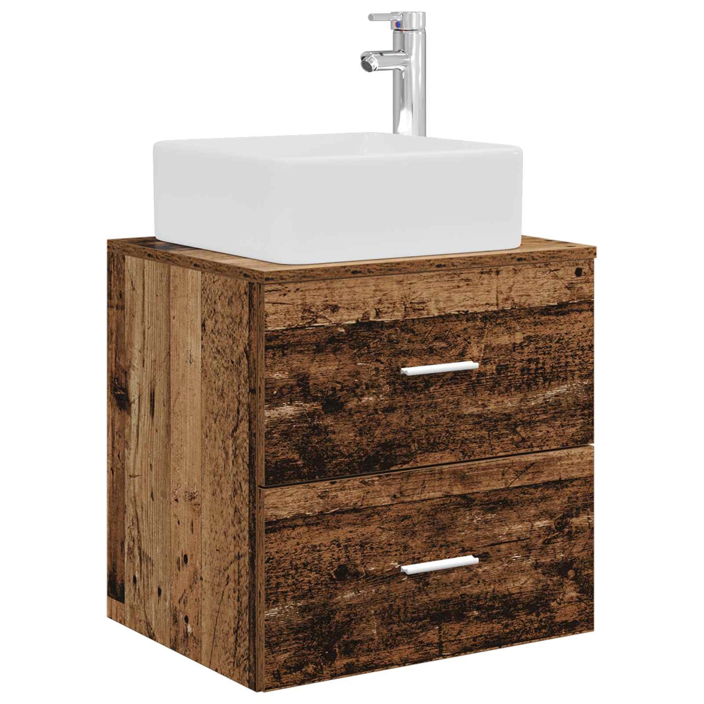 vidaXL Bathroom Furniture Set 5 pcs Old Wood Engineered Wood and Glass 5