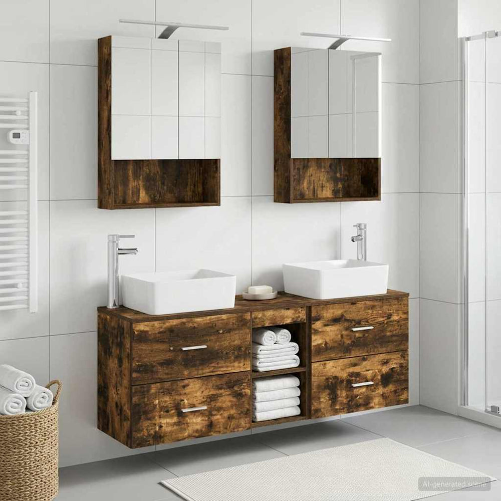 vidaXL Bathroom Furniture Set 5 pcs Smoked Oak