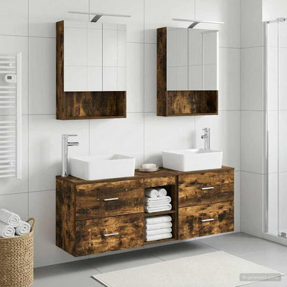 vidaXL Bathroom Furniture Set 5 pcs Smoked Oak 1
