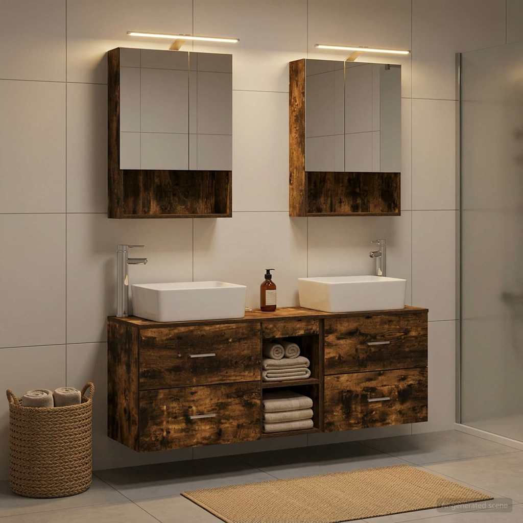 vidaXL Bathroom Furniture Set 5 pcs Smoked Oak 4