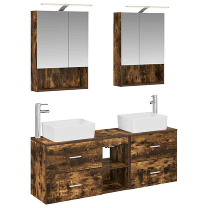 vidaXL Bathroom Furniture Set 5 pcs Smoked Oak 2