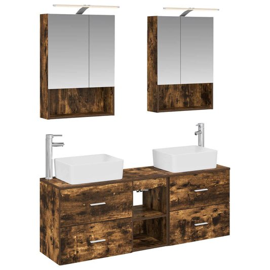 vidaXL Bathroom Furniture Set 5 pcs Smoked Oak 2