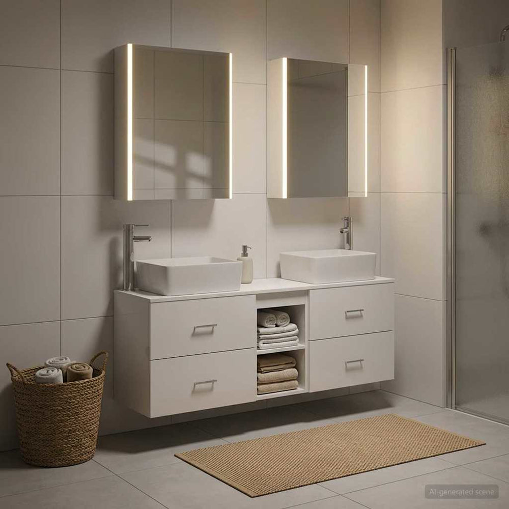 vidaXL Bathroom Furniture Set 5 pcs White Engineered Wood and Glass
