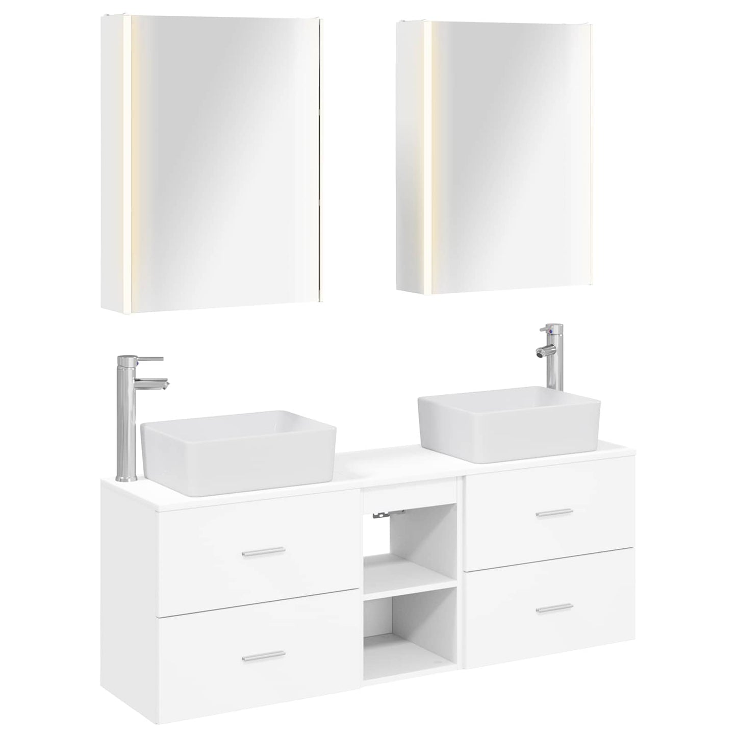 vidaXL Bathroom Furniture Set 5 pcs White Engineered Wood and Glass 2