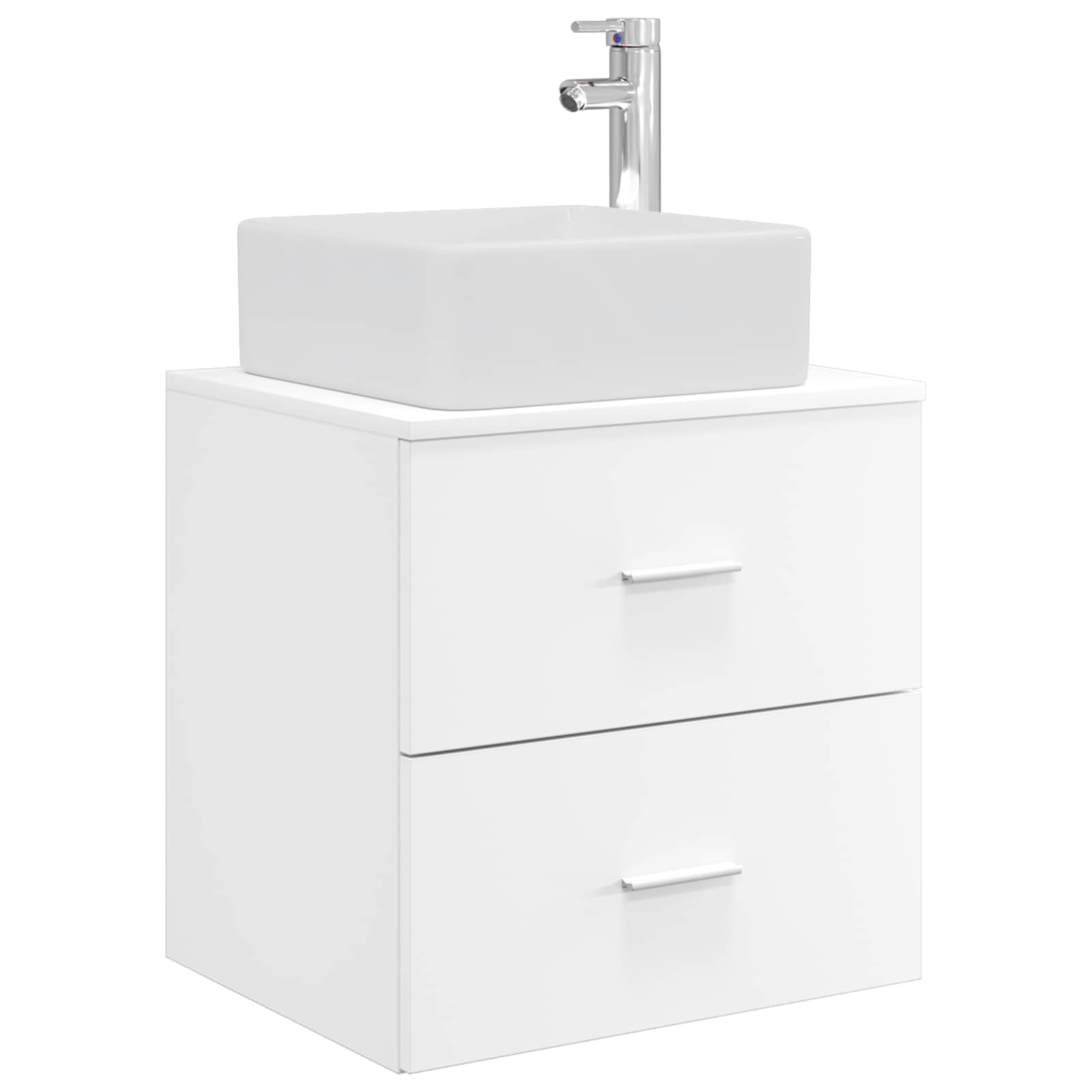 vidaXL Bathroom Furniture Set 5 pcs White Engineered Wood and Glass 5